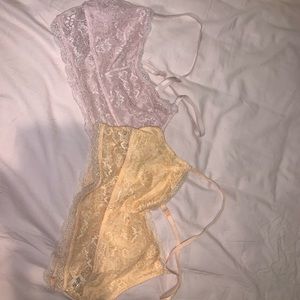 Two unlined lace bralettes